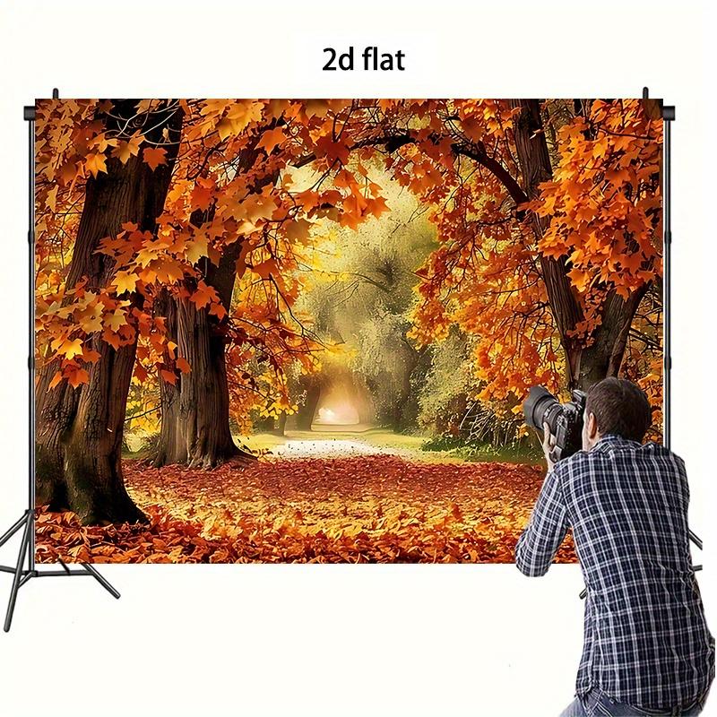 One polyester banner of autumnal golden forest path suitable for home decoration and party backgrounds in roomszyc