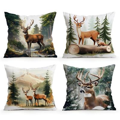 Hjort och skogen Tryckt örngott Heminredning Rumsdekoration Kuddfodral Vardagsrum Soffa Kuddfodral