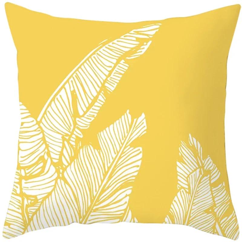 Summer Yellow Pineapple Leaf Print Pillow Case Home Decor 100% Polyester Throw Pillow Cover for Sofa Funda Cojin 45*45 Cushions