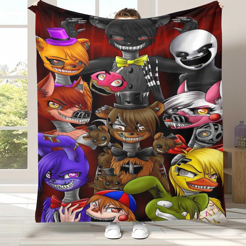 Pătură de Flanelă Horror Freddy F-FNAF Games, Pătură Pufoasă Ultra Moale și Călduroasă pentru Casă Dormitor Pat Canapea Birou Camping Picnic
