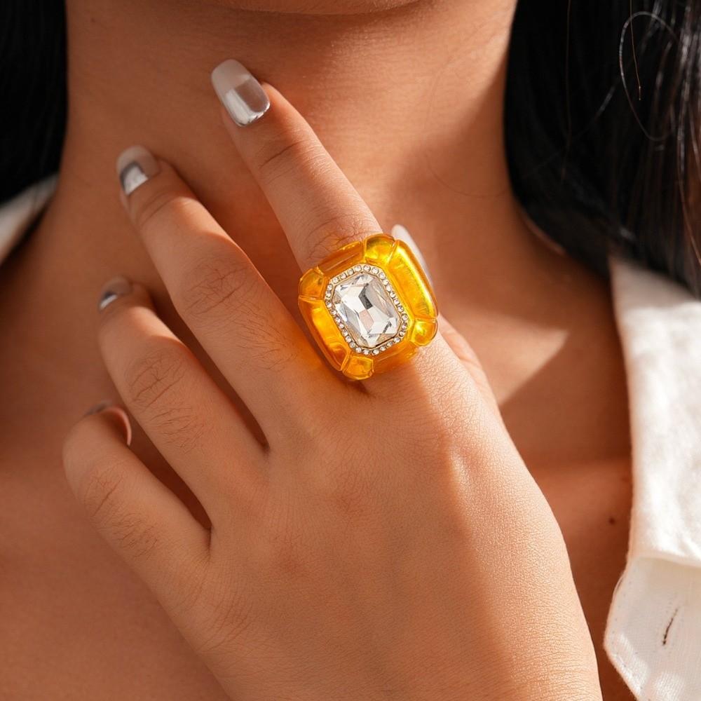 Candy Color Acrylic Resin Ring Exaggerated Big Dome Plain Ring Geometric Ring  Jewelry Gifts
