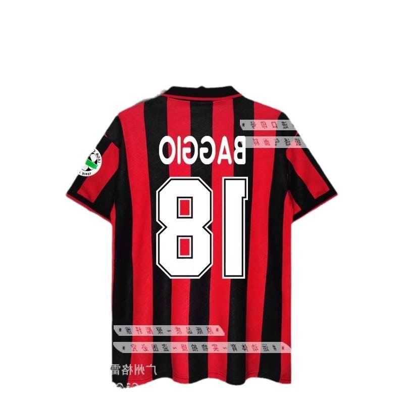 9596AC Milan jersey home two away Maldini Baggio Baressivea short-sleeved retro football jersey