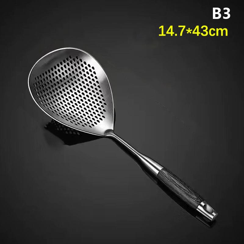 201 Stainless Steel Kitchenware Cooking Strainer With Wood Handle Pepper Seasoning Colander Sieve Utensils Filter Scoop Spoons