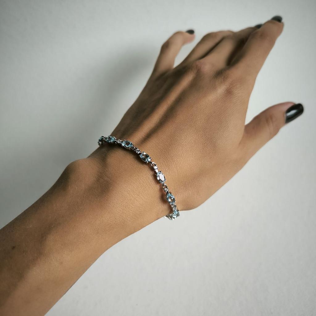 Silver Bracelet with Natural Topaz 7.775ct, Cubic Zirconias, Item Weight 7.72 G (2190912)