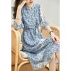 2025 Spring/Summer Floral Chiffon Waist-Slimming Long Dress for Women