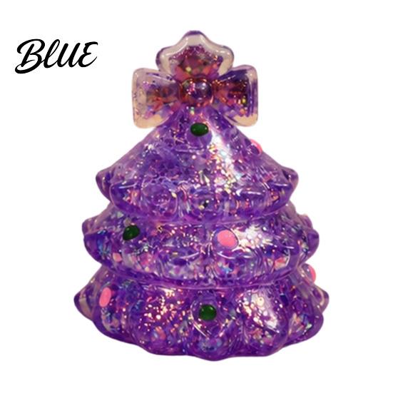Stretchy Tree Toy Mini Christmas Squeeze Toy Stress Relief Glitter Xmas Fidget Clear Shape for Adults Kids Party Favor Squeezable