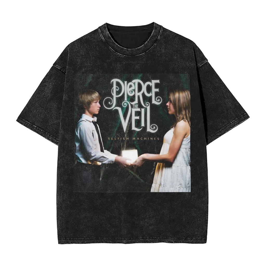 Pierce The Veils Rock Band Washed T Shirt Streetwear Hip Hop Novelty T-Shirt Tees for Men Women Short Sleeve High Street