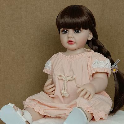 Poupée Reborn rose de 55 cm, poupée bébé entièrement en silicone, mignonne et réaliste, petite fille pour accompagner un joli cadeau de poupée bébé, poupée Bjd