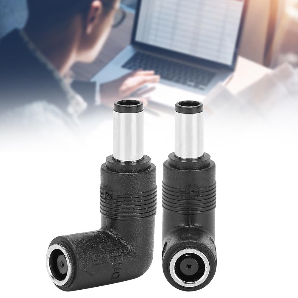 2Pcs Female to Male Adapter Black for HP Dell Straight to Elbow 7.4 x 5.0mm to 7.4x5.0mm
