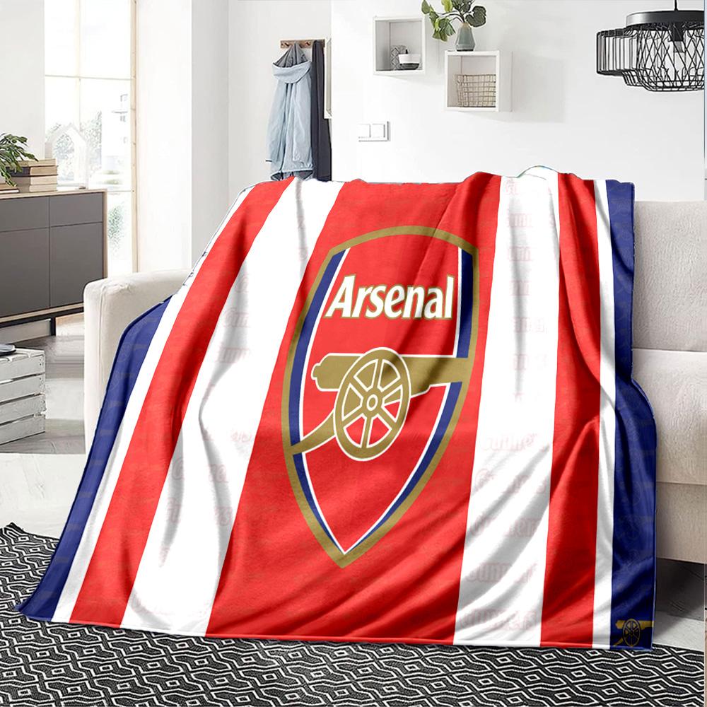 Coperta in Flanella con Stemma dell'Arsenal Football Club, Poliestere Morbido, Design Moderno, Per Tutte le Stagioni per Campeggio, Viaggi, Regali per Feste o Compleanni