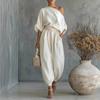 Women's Fashionable Suit Casual Daily Solid Color Loose Strapless Two-piece Set