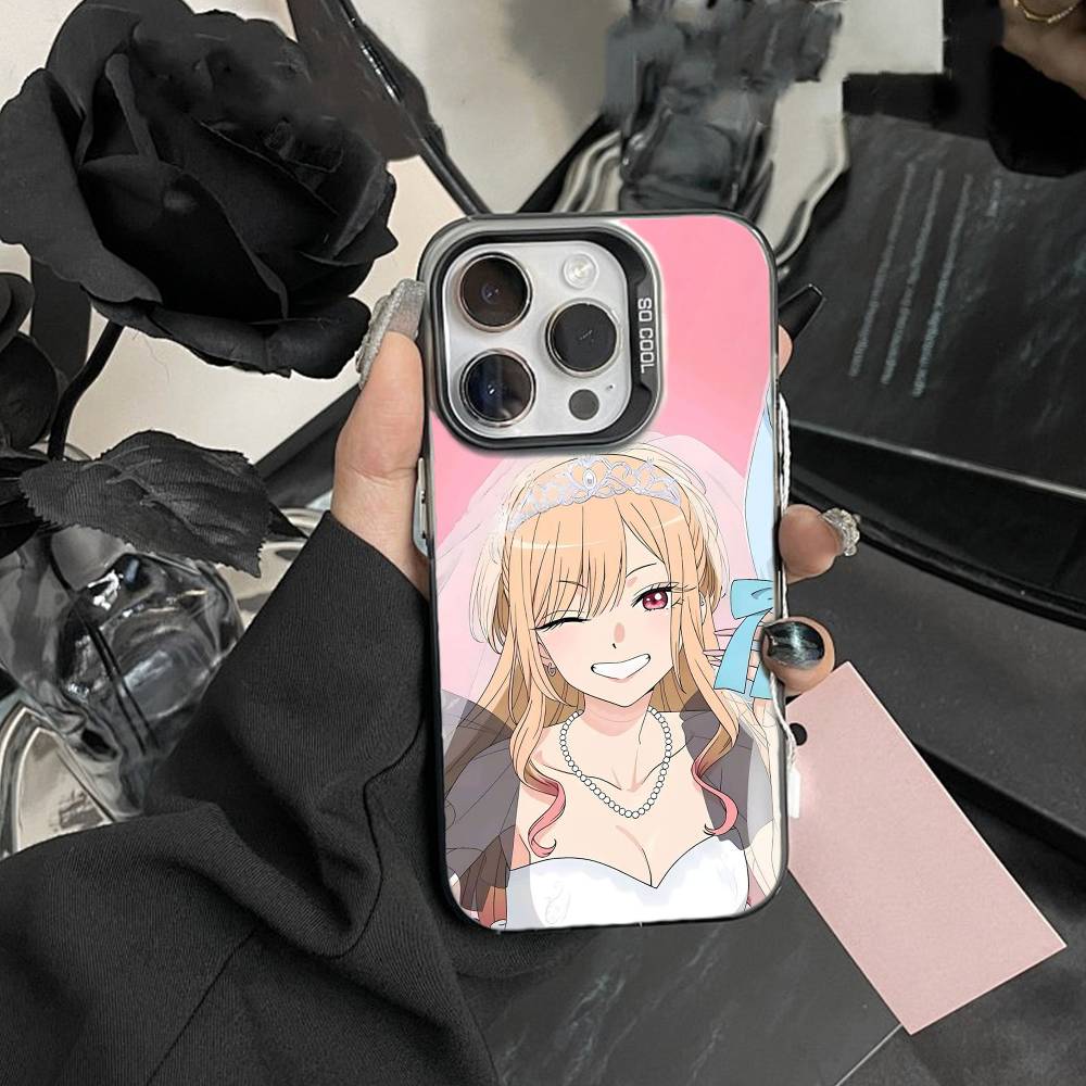 T-Darling Marin Kitagawa Colorful Silver Phone Case For IPhone 16 17 15 14 12 13 Pro Max Black Color Shockproof Cover