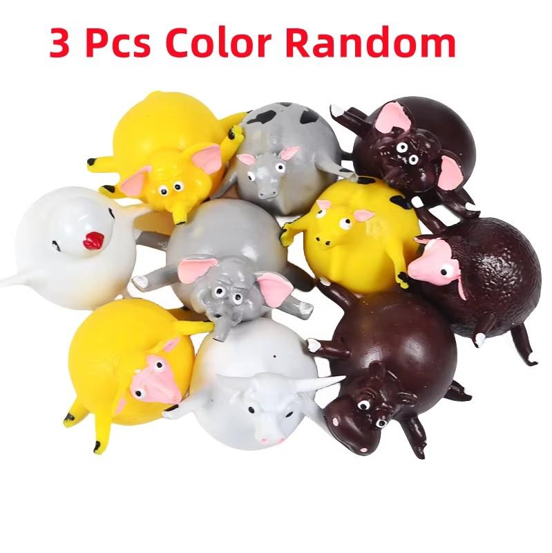 3/6 Pcs Children'S Fun Dinosaur Ranch Animal Inflatable Balloon Squeezing Soft Ball Balloon Party Fun Game Gifts