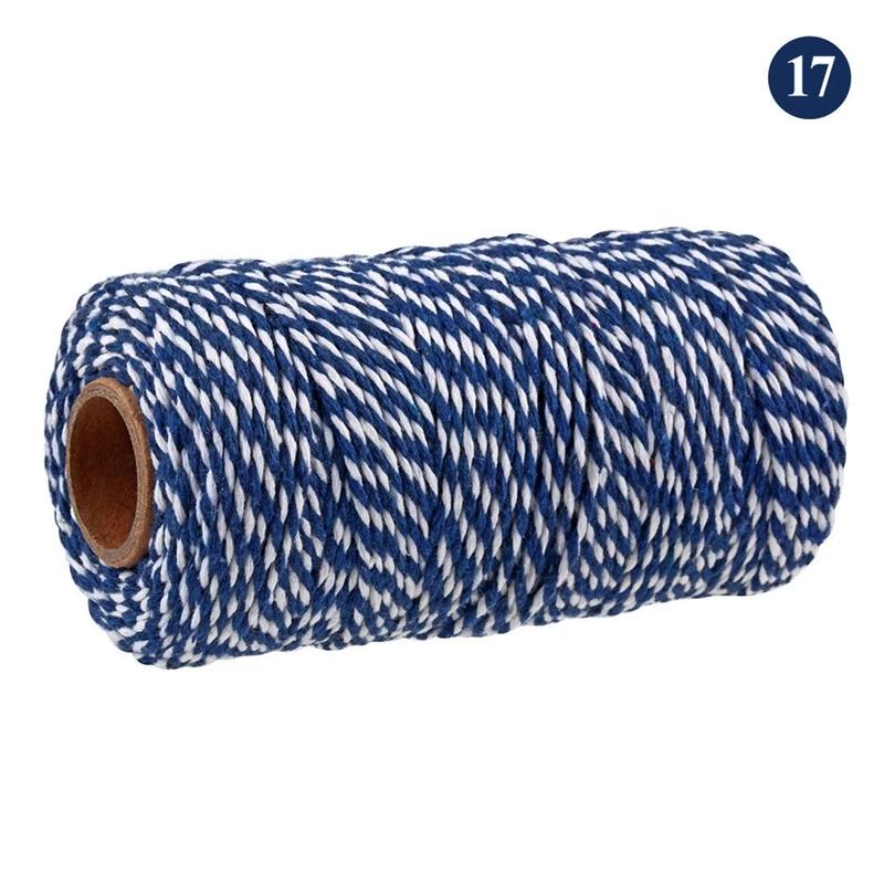 100Meter/Roll Two Colors Cotton Cord Baker Twine Colorful Cotton Crafts Twine Macrame Cord String Bandage Label Rope