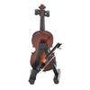 Miniature Wood Violin -Stand & Bow Wood Violin Replica Collectible Figurines Dollhouse Accessories Model Home Display Ornament