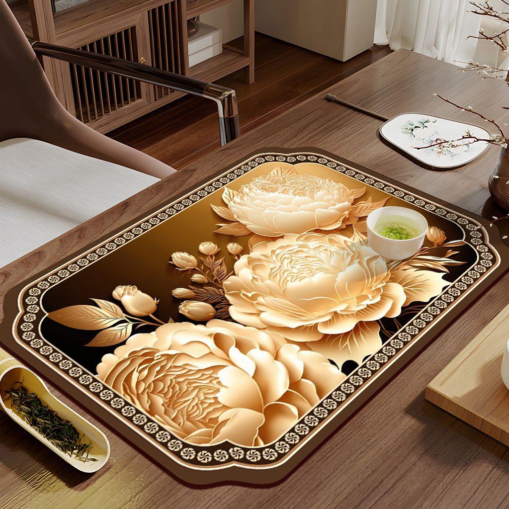 

Прямоугольный чайный коврик, впитывающий и быстросохнущий чайный поднос для дома, гостиной, ковер, быстросохнущий коврик 50cm*60cm