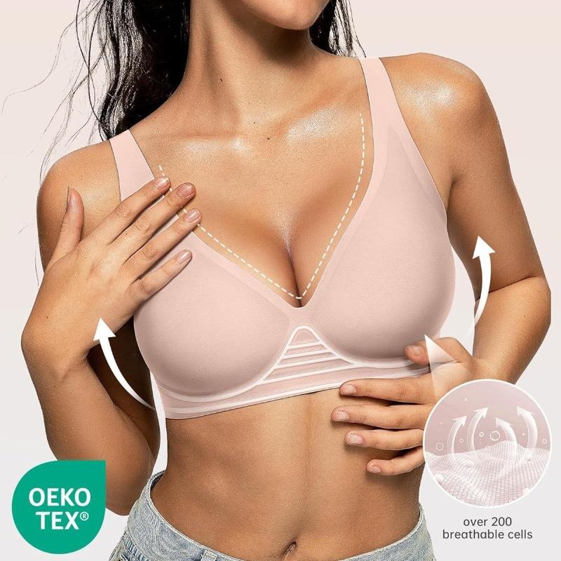 Women's Deep, Bra No Rim Comfort Bra Support No Rim Bra, Shirt Gather Bra