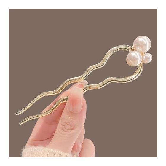 Kanzashi Hairpin Hair Accessory Japanese Style Pearl U-Comb Hairpin for Weddings, Kimono, Coming of Age Ceremonies, Recitals, Parties, Formal Wear,