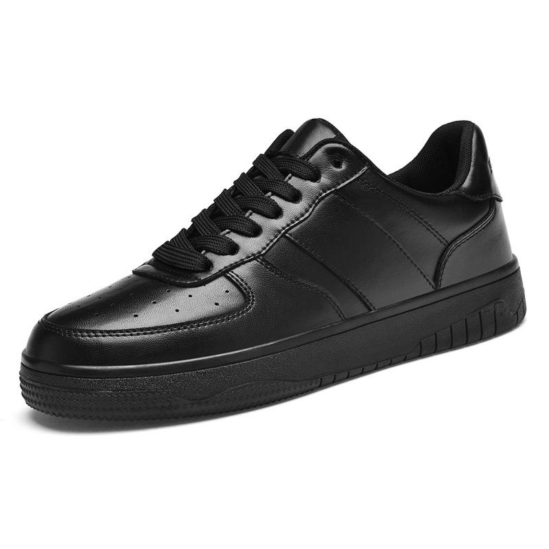 Spring Men s Trendy Versatile Casual Leather Shoes: Round Toe, Business Style, Light Luxury, Black 40 чёрный