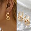 Minimalist Twisted Cuban Chain Hanging Drop Earrings for Women Punk Gold Color Detachable Round Circles Hoop Earring Ear Buckle