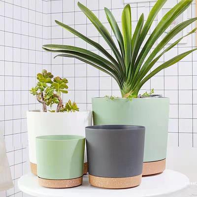 Plant Pot Circular Large Flowerpot Plastic Indoor Plants Succulent Planter With Drainage Bonsai Potted With Tray Home Decoration