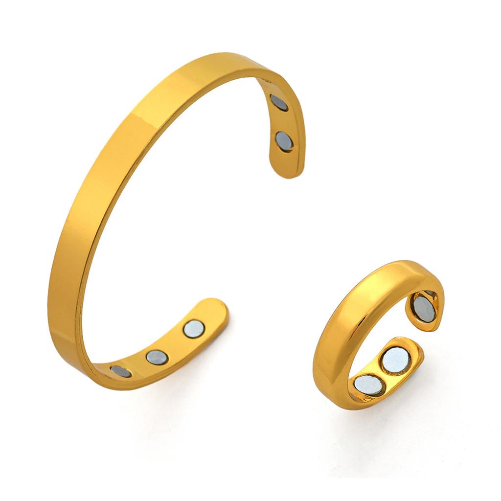 Magnetic Ancient Red Copper Brushed Opening Adjustable Bracelet Ring Spot Quick Delivery