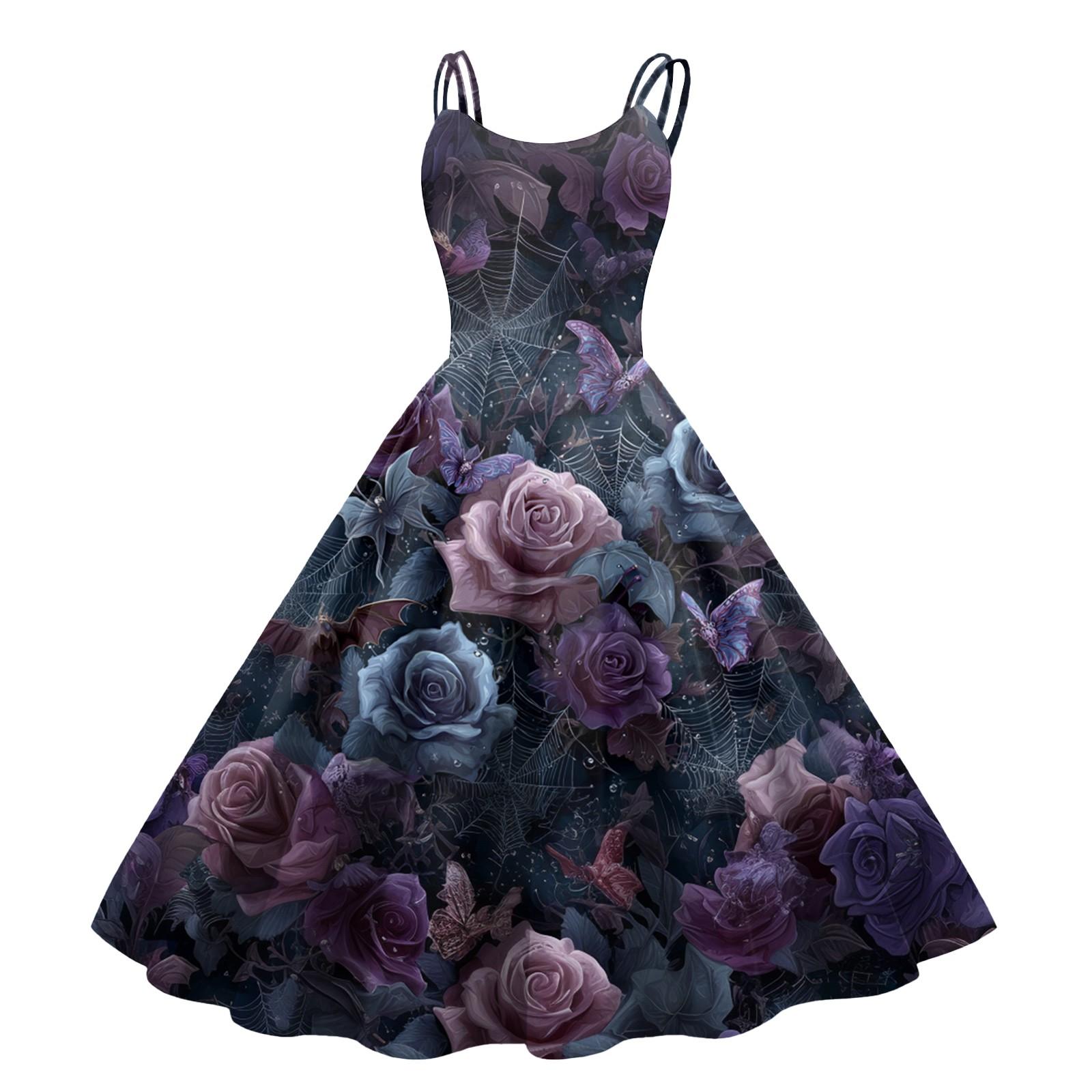 

Женское сексуальное платье с принтом на Хэллоуин, с открытыми плечами, в стиле панк, винтаж S