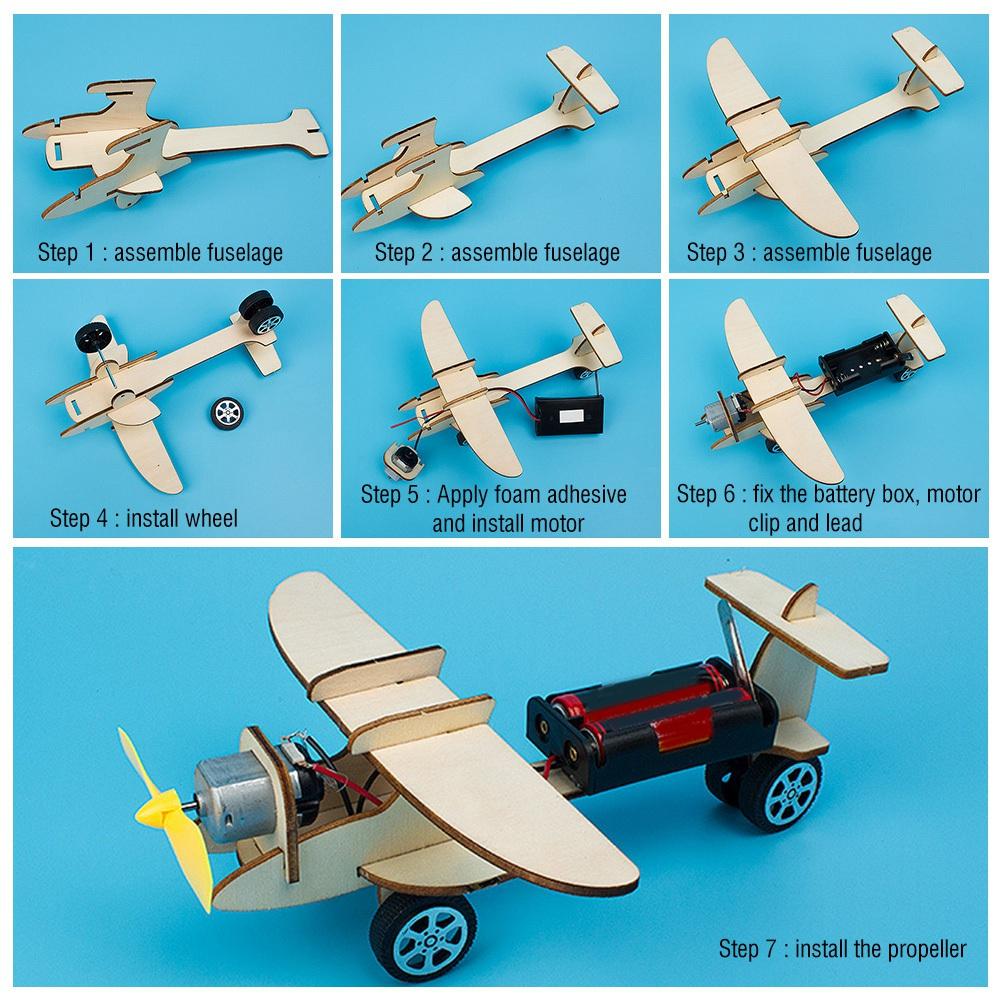 Kids Wooden Puzzles Airplane Helicopter Students   Model Glider Kit
