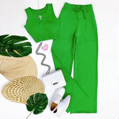 Yaz Yeni kadın Katı Tank Top Set Mizaç kadın Kolsuz Tank Top Moda Geniş Bacak Pantolon
