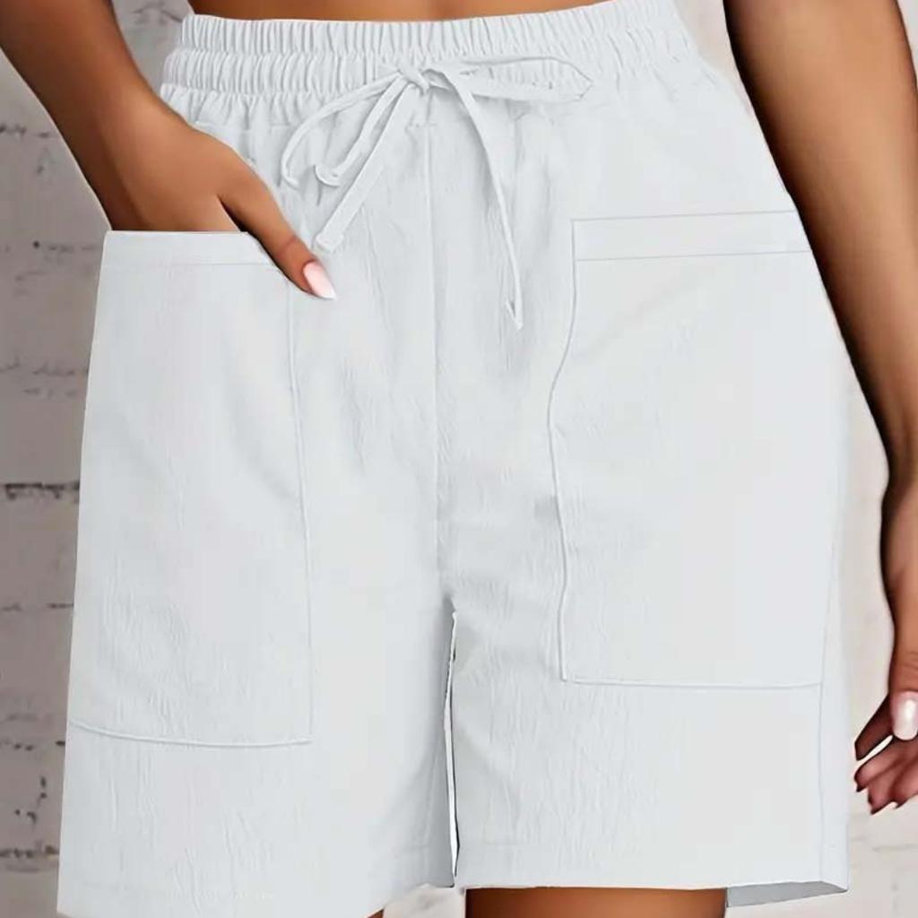 Women's High Waist Shorts Summer - Loose Fit Casual Shorts with Pockets, Solid Color Bermuda Shorts for Outfits