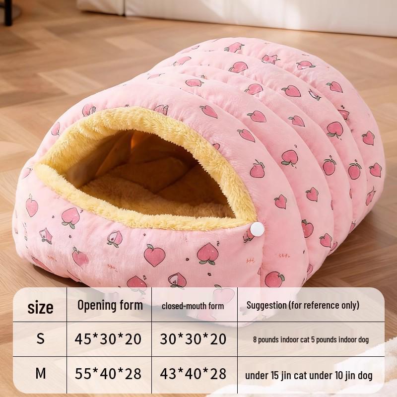 Thickened Winter Pet Bed: Semi-Enclosed Warm House for Cats & Small Dogs