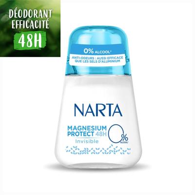 Natural Organic Roll-on Magnesium Protect Invisible Deodorant. Your Skin Remains Soft and Protected for 48 Hours.
