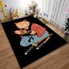 Samurai Cat Eating Ramen Carpet with Swords on Black Background Suitable for use as an anti-slip for living room bedroom sofas