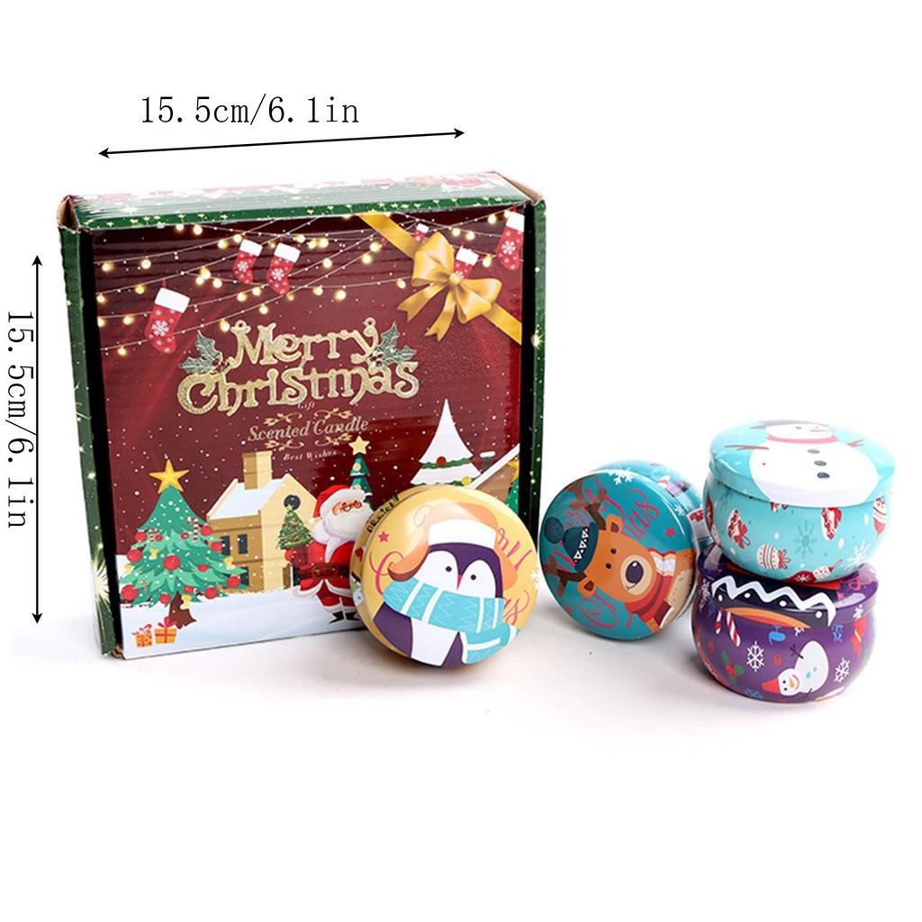 4PC Christmas Aromatherapy Candle Gift Set Christmas Themed Aromatherapy Candle Thanksgiving Gift Party Decoration Props