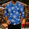 Men's Casual Shirt with Raglan Three-Quarter Length Sleeves Christmas Print Pullover