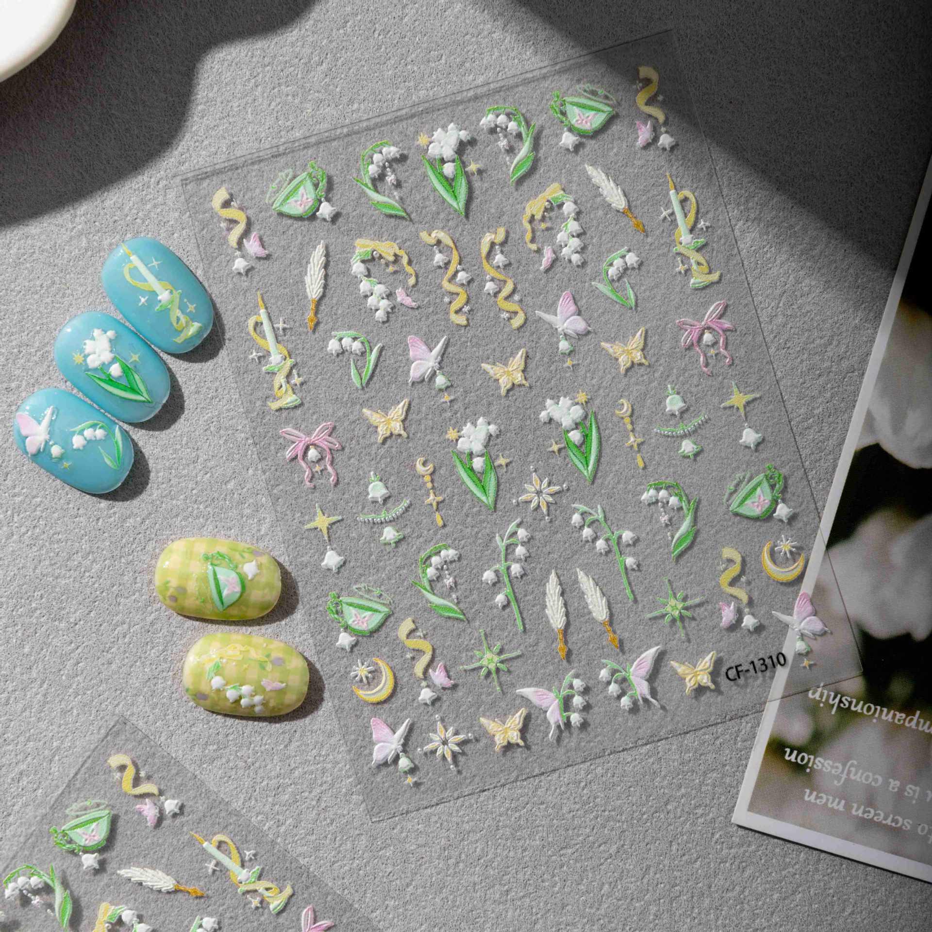 Cyansea Fresh Japanese Butterfly Lily of the Valley Nail Art & Device Stickers CF-1310