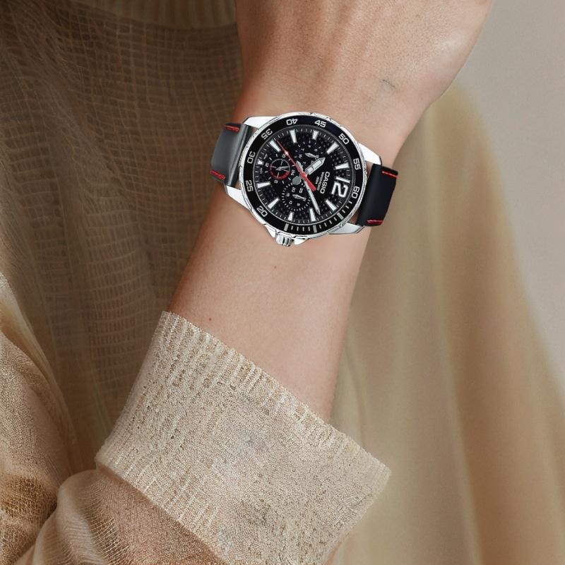 Casio 100m waterproof quartz movement leather strap Japanese and Korean watch men's watch black dial MTD-330L-1A