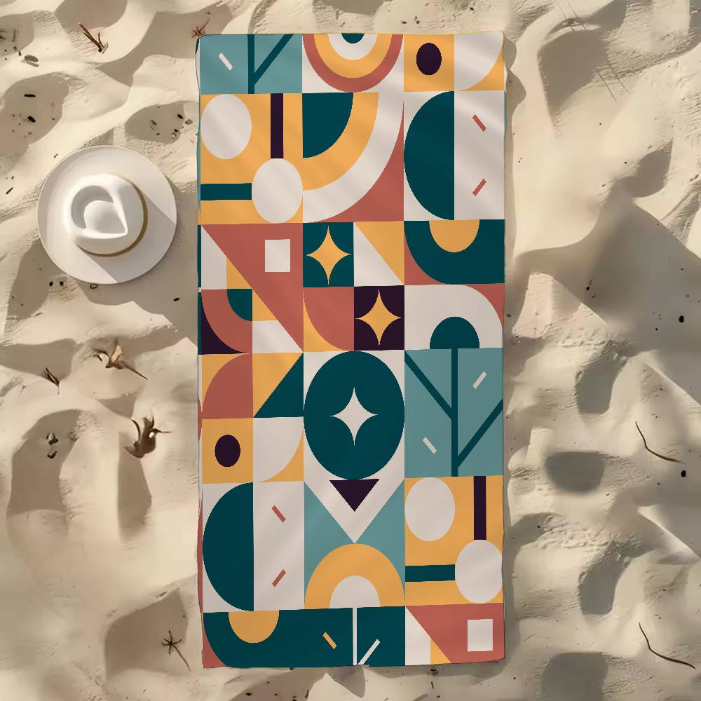 Geometric Pattern Print Microfiber Beach Towel Absorbent Quick Dry Soft Yoga Swimming Resort Mountain Climbing Towel