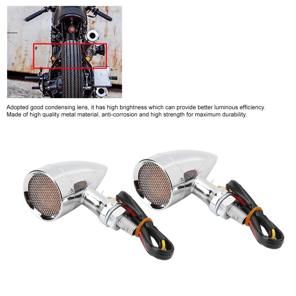2Pcs Motorcycle Turn Signal Lamp Brake Light Vintage Grille Modification AccessoryWhite