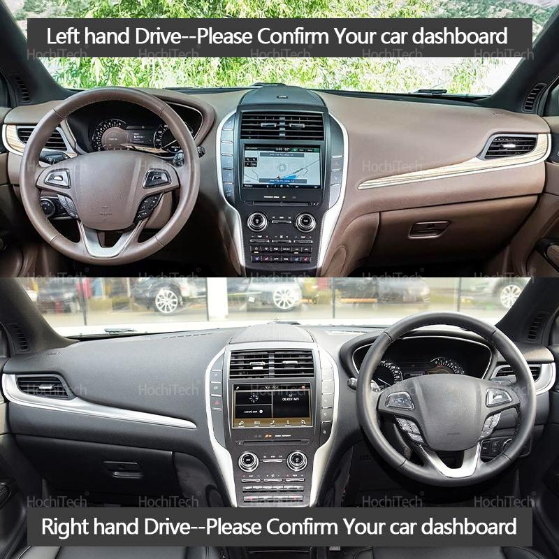 Anti-UV Suede Leather Dashmat for Lincoln MKC 2014- Black/Brown Dashboard Cover Sun Shade Carpet Non-slip Pad Accessories