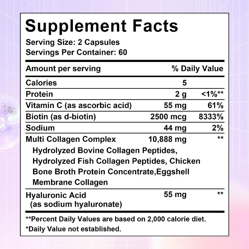 Didacat Multi Collagen Peptides with Biotin & Vitamin C, 120 Capsules Grass Fed Hydrolyzed Supplement