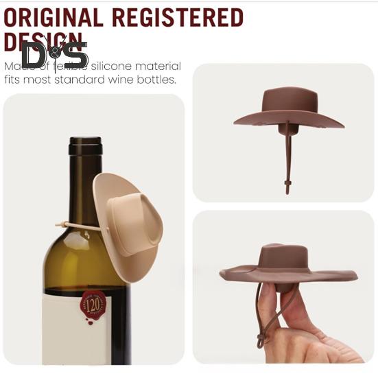 Cowboy Hat Wine Stoppers Silicone Bottle Toppers Air-Tight Seal Reusable Wine Corks Fits Standard Champagne Bottles