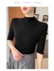 Women's Slim-Fit Knit Sweater: Half-High Neck, Mid-Sleeve, Versatile for Autumn & Winter.