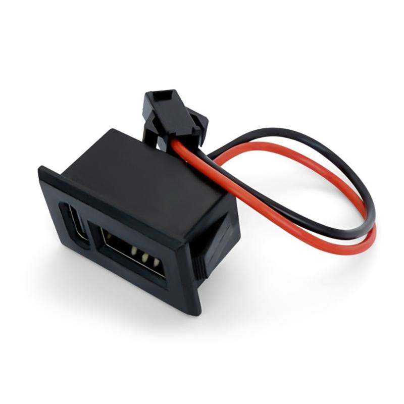 Lamp Charging Socket with Cable Connectors USB Female Base Type C Double Layer Socket 2 Port Adapter for LED Light Toys