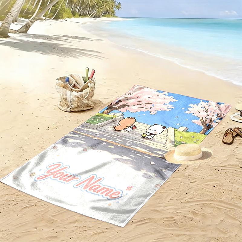 Name Custom Bubu y Dudu Print Beach Towel, Large Soft Quick Dry Towel for Beach Camping Swimming
