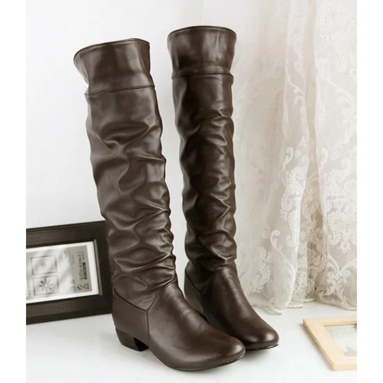 

Plus size 34-43 fashion new arrival Winter Mid-Calf Women Boots Black White Brown flats heels half boots autumn Snow shoes yuj7 12 коричневий