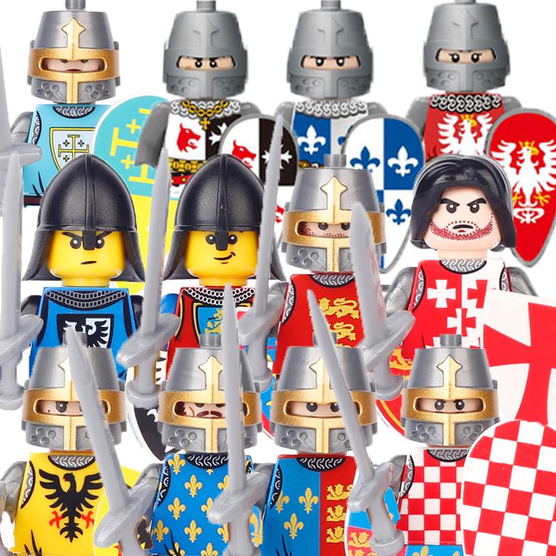 Military Building Blocks Medieval Solider Figures Gifts Toys Weapons Shield Holy Roman Saint Lazarus Jerusalem Knight Legion MOC