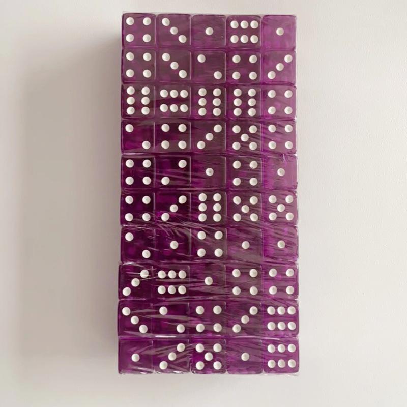 16mm Transparent Square Corner Number Dice, 50-Piece Box, 1.6cm Acrylic Right-Angle Dice
