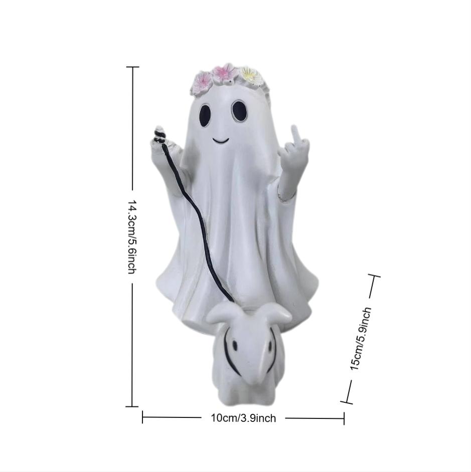 1 Halloween Ghost Dog Leash Ornament, Quirky Little Wreath, Fun Decoration for Indoor and Outdoor Tabletops, Suitable for Halloween and Other Holidays