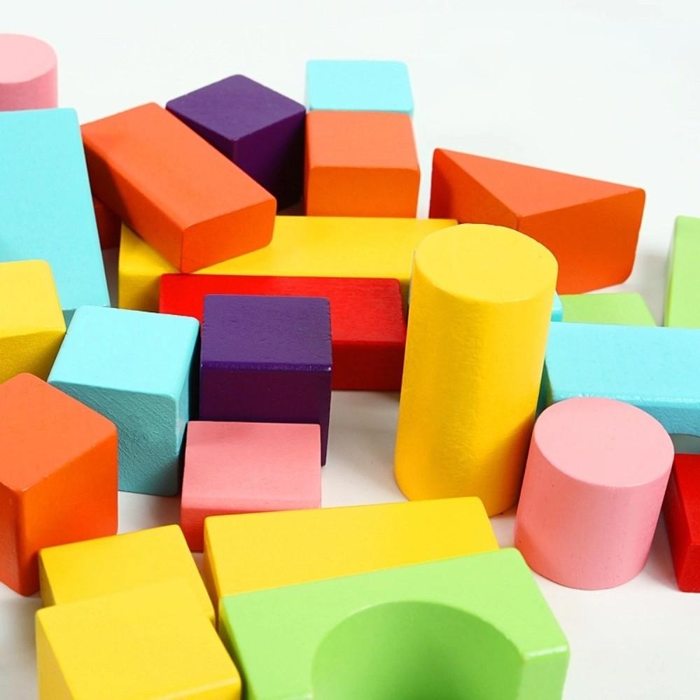 40PCS/SET Learning Sensory Wooden Building Blocks Colorful Early Educational Toys  For Children